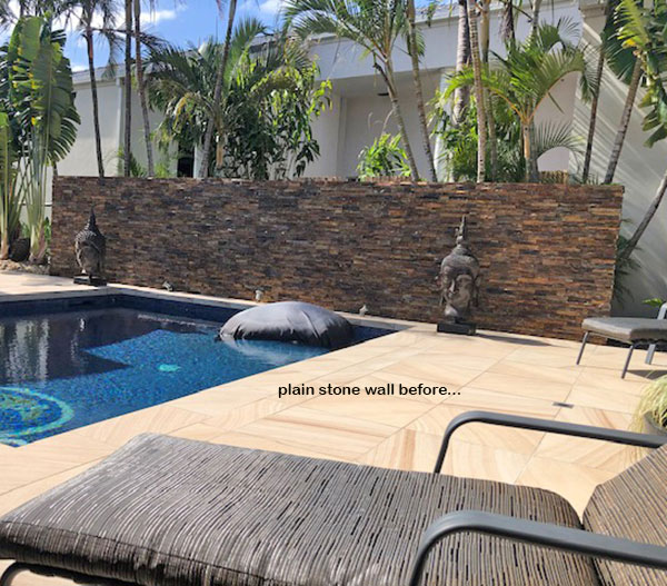 Artificial Green Wall finishes off pool side stone-wall... image 2