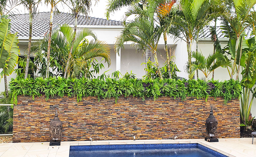 Artificial Green Wall finishes off pool side stone-wall... image 7