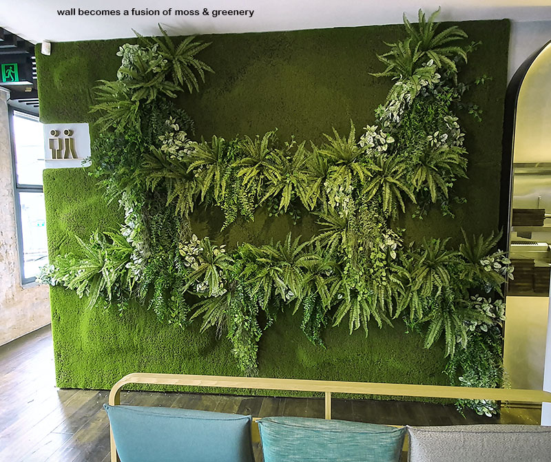 Mossy plant-wall gives softening 'green-touch' to modern restaurant/bar... image 3