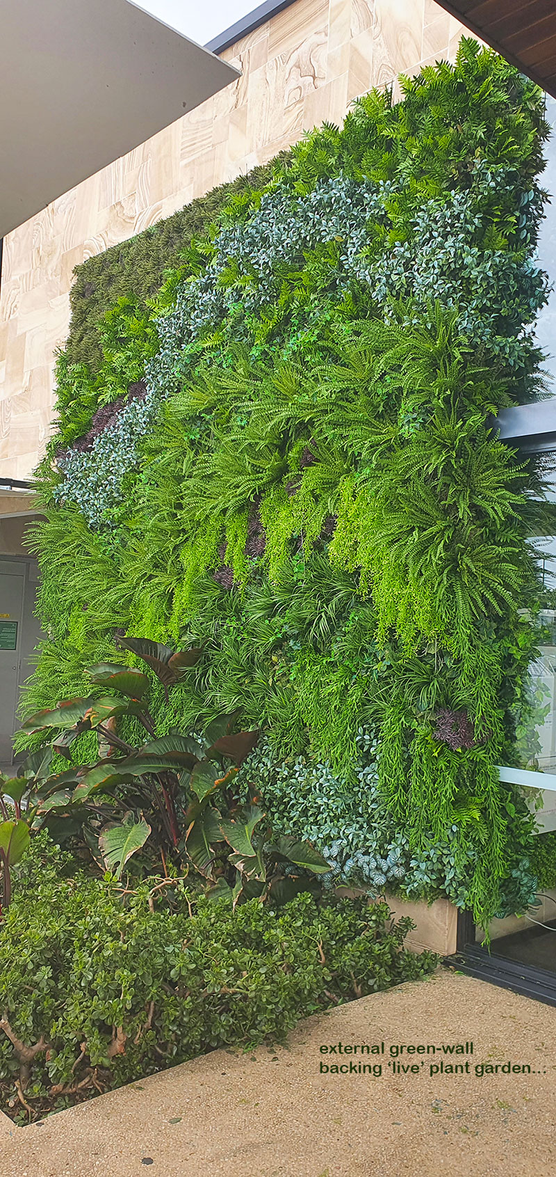 external green-wall with latest uv-rated greenery