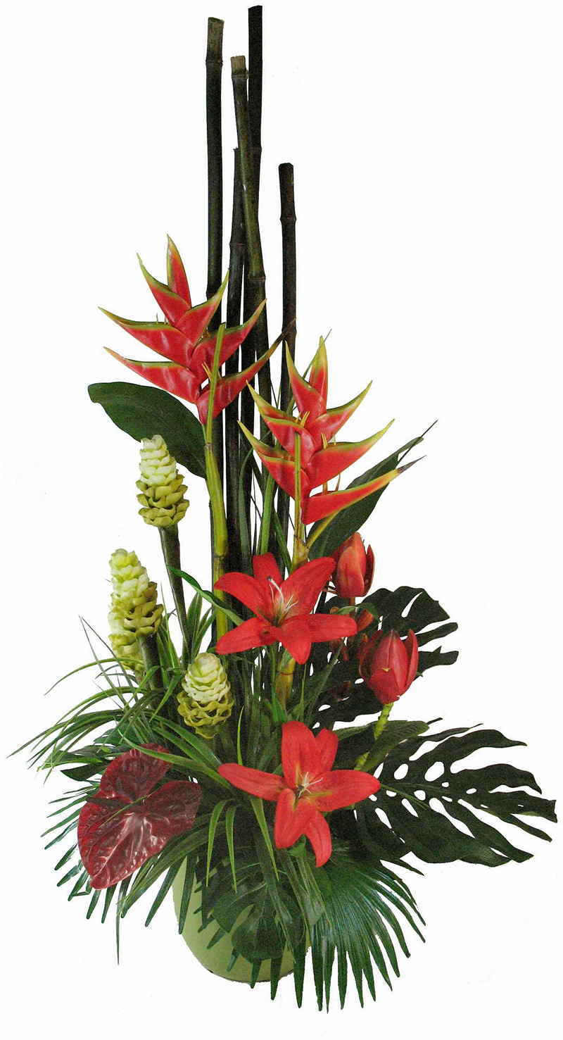 tropical floral flowers artificial arrangement arrangements flower interiorgardens fake vase tall heliconias florals foliage