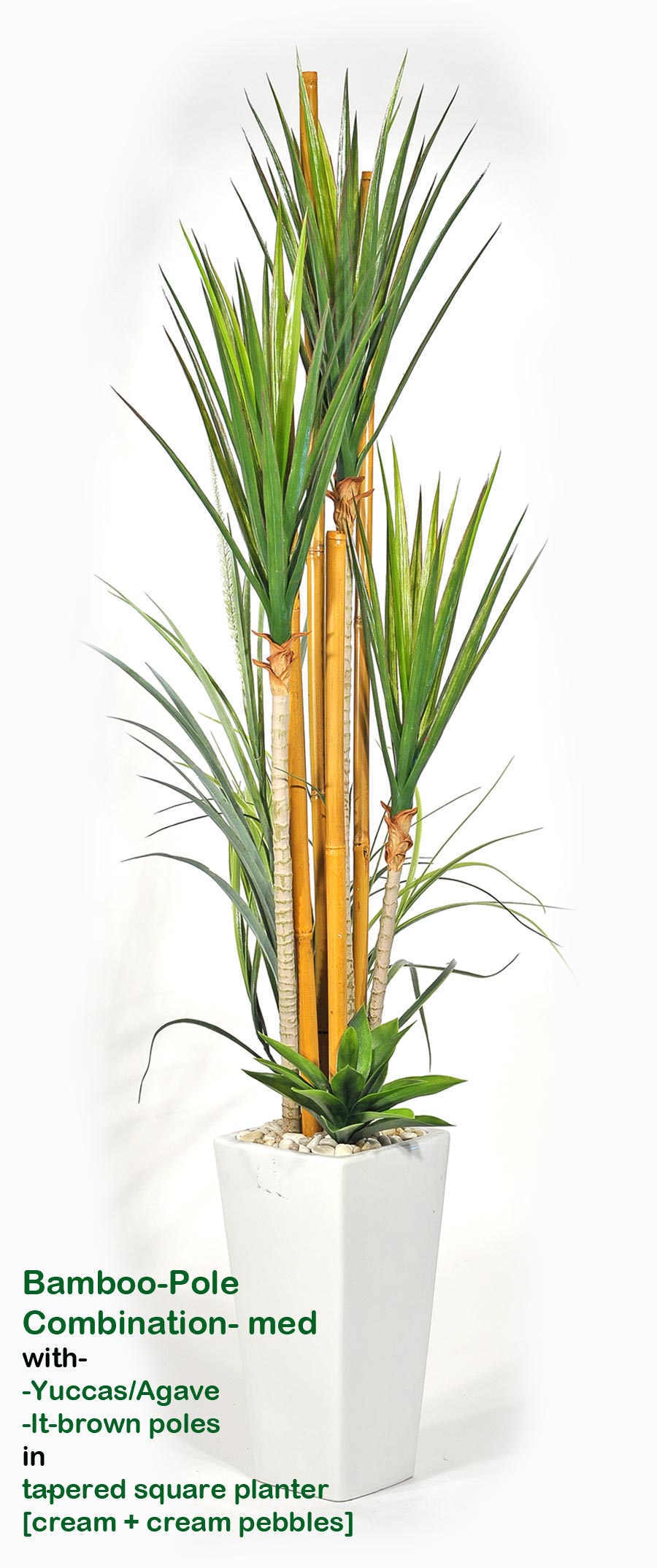 Bamboo-Pole Combination (Med)- Yuccas in light-planter