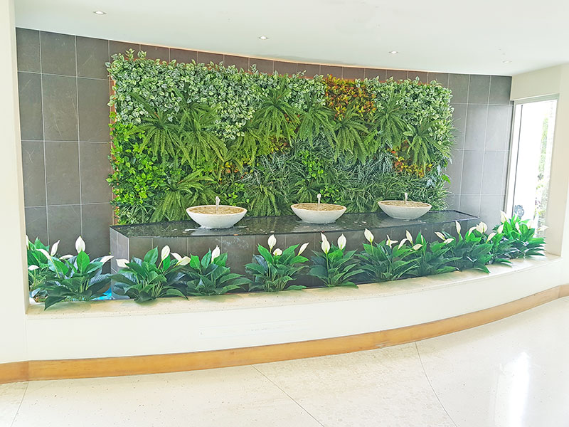 artificial plants are solution for tranquil Foyer Fountain setting... image 3