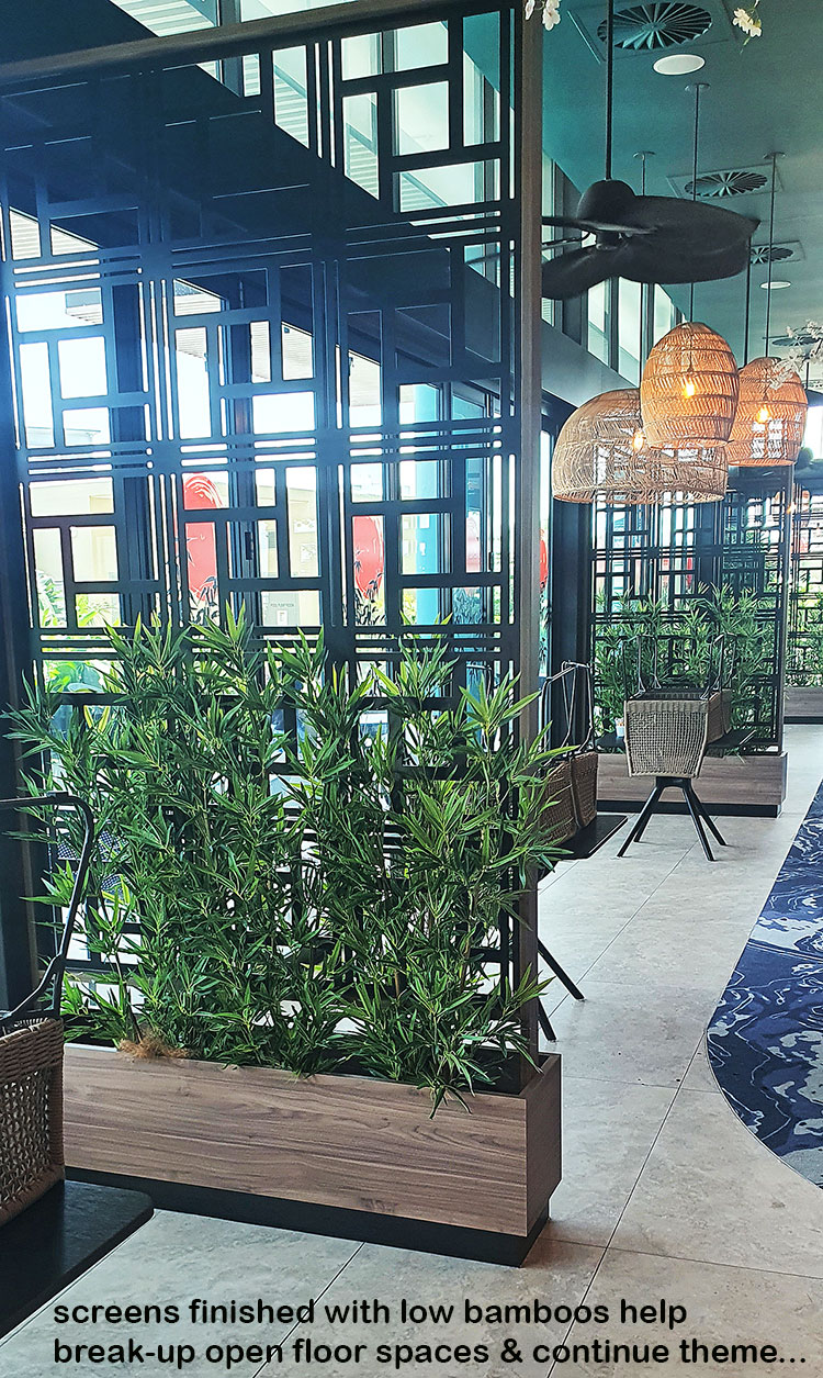 bamboo privacy screens between tables