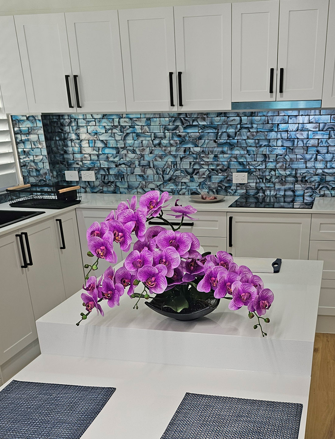 a low Orchid Bowl in kitchen