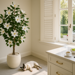 Magnolia deluxe - flowering 1.5m wh-grn  - artificial plants, flowers & trees - image 3