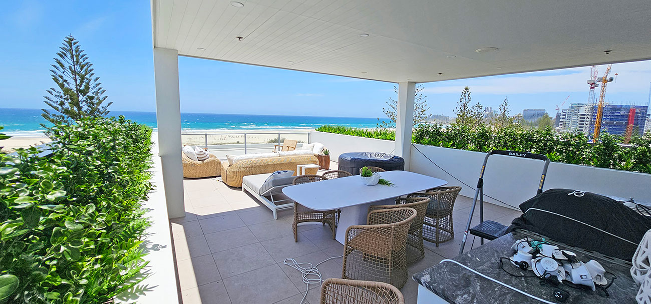 Balcony planters with ocean view