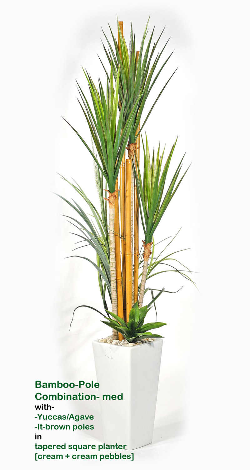 Artificial Bamboo-Pole Combinations In Planters
