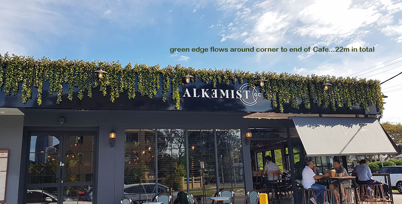 UV-treated artificial greenery softens Cafe facade & frames signage... image 5