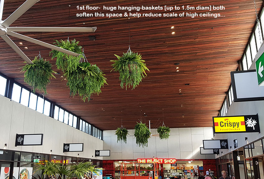Lush green & dazzling lights- huge artificial hanging-baskets in shopping centre image 11