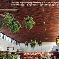 Lush green & dazzling lights- huge artificial hanging-baskets in shopping centre poplet image 10