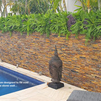 Artificial Green Wall finishes off pool side stone-wall... poplet image 4