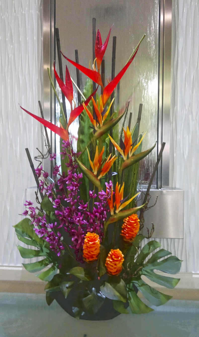 tall fan-shaped tropical arrangement