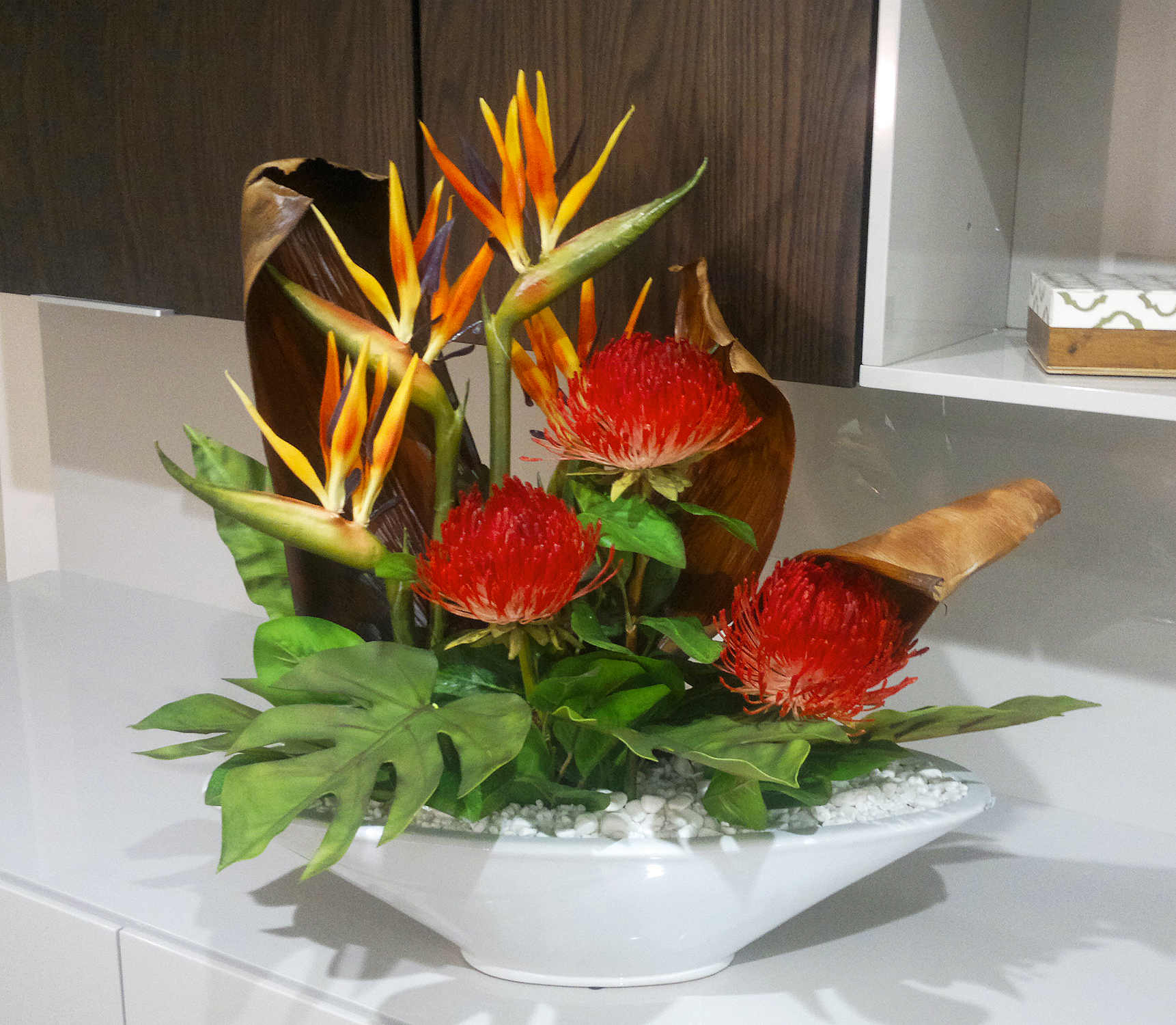 low tropical with natural palm bark