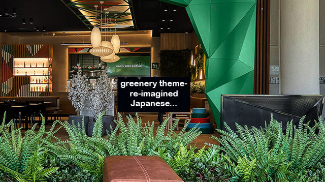 Modern Japanese Restaurant- re-imagined using a green-theme...