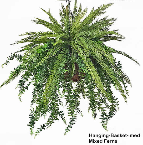 Articial Plants - Hanging Baskets- Mixed-Ferns (medium)
