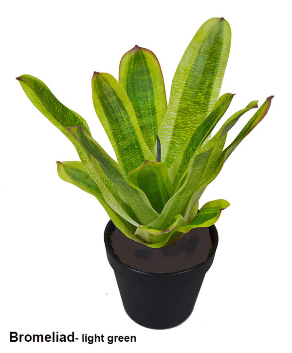 Articial Plants - Bromeliad- light green in plastic pot  