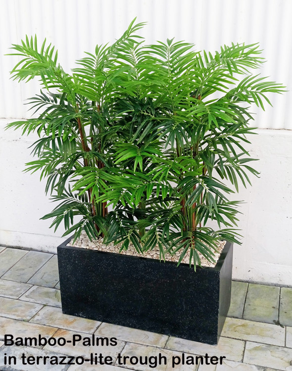 Articial Plants - Trough Planters- with Bamboo-Palms 1.3m tall