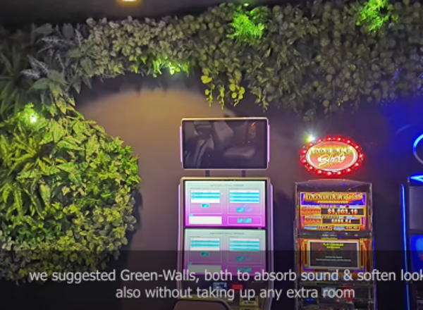 Flowing Green-Wall design for Gaming Rooms