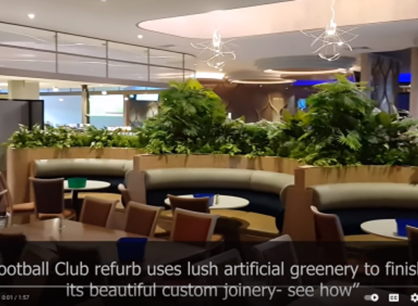 Football Clubhouse uses artificial greenery to set-off beautiful custom-built planters