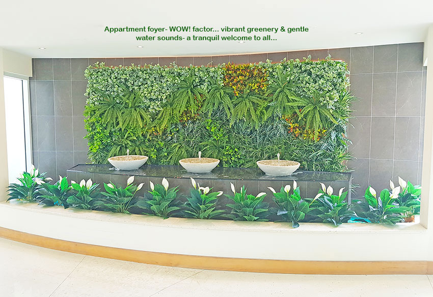 artificial plants are solution for tranquil Foyer Fountain setting... image 2
