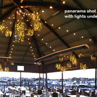 Hanging-Baskets with lights brighten up marina restaurant... poplet image 1