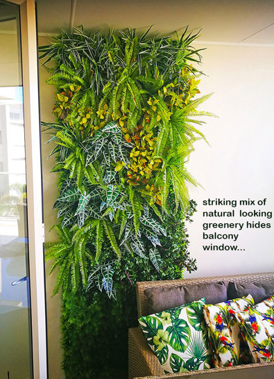 Artificial Green Wall to hide an unwanted balcony window...