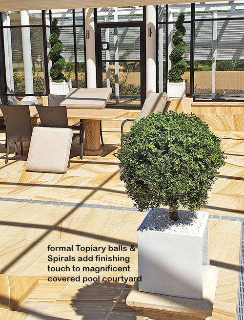 Formal Topiary & Palms finish-off magnificent covered pool courtyard...