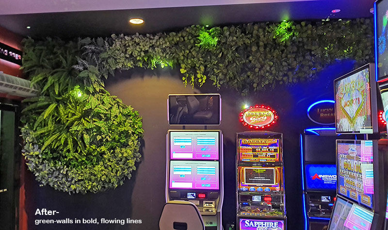 Flowing Green-Wall design for Gaming Rooms...
