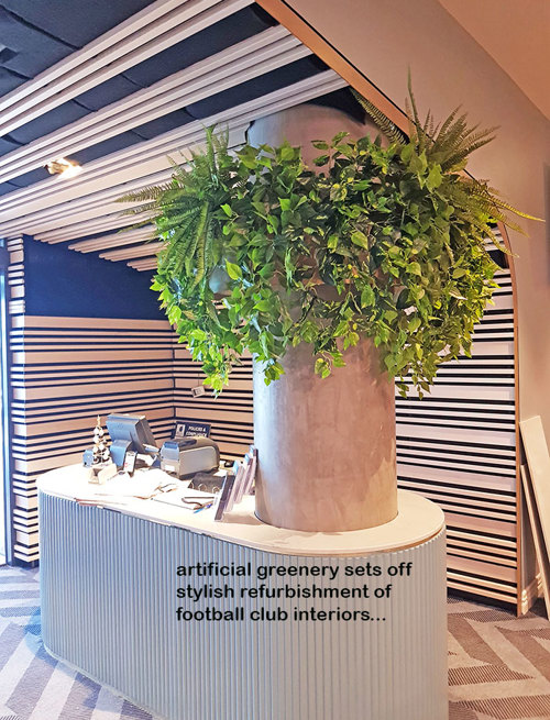 Football Clubhouse uses artificial greenery to set-off beautiful custom-built planters