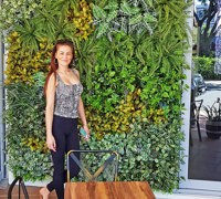 Hiding an ugly downpipe using artificial Green-Walls