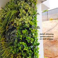 Ugly block support walls turned into lush green-screens with artificial plants poplet image 5