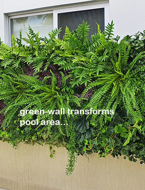 Domestic Pool Area improved by soft Artificial Green Wall