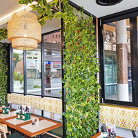 Cafe uses artificial green-vines for privacy screens & pergolas poplet image 5