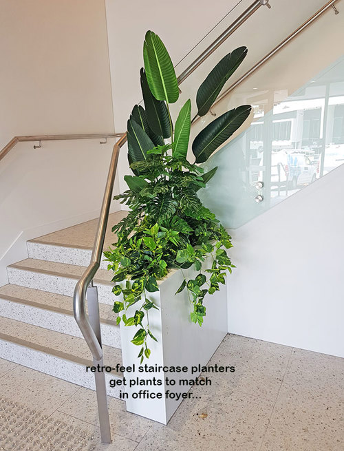 Retro-design Office planters get matching plants